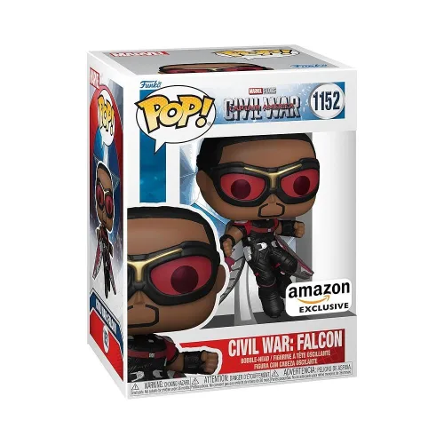 Funko Pop Marvel: 캡틴 아메리카: 시빌 워 빌드 어 씬 - 팔콘 피규어 10/12 아마존 독점 수집용 비닐 선물 아이디어 공식 상품 어린이 및 성인용 장난감 18