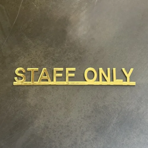 STAFF ONLY 관계자 외 출입금지 레터링 스카시 안내간판 (21x3cm), 1개, STAFF ONLY [골드]