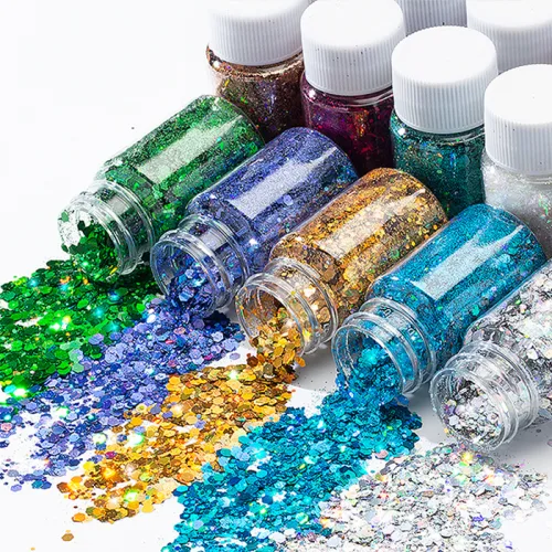 9color 반짝이 육각 글리터 레진아트 펄 조색제 인어가루 반짝이 가루 슬라임 재료, 1개, 화이트