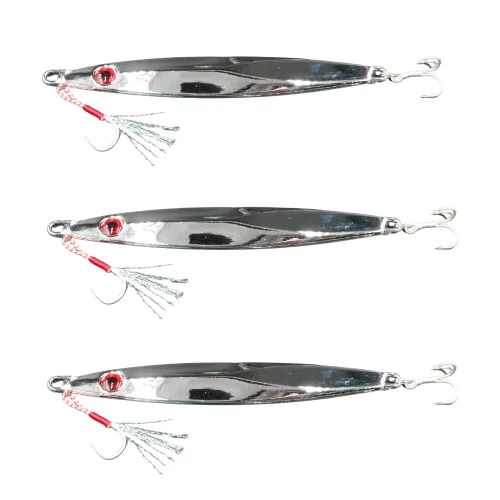 아연 합금 슈퍼 크롬 메탈 지그 10g~120g 삼치 농어 갈치 부시리, 3개, 10g, 슈퍼크롬