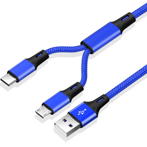 헨센 2in1 C타입 5핀 겸용 충전 케이블 USB, 블루, 1개, 1m
