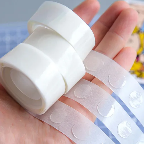 1cm 투명 양면 도트 접착 테이프 풍선 글루 원형 스티커 리본 고정 겔 롤 테이프