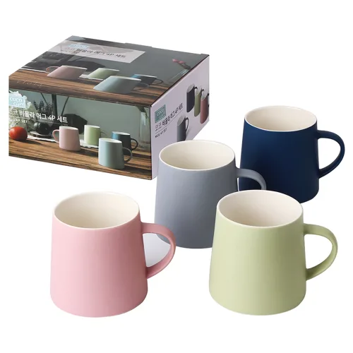 코코스토리 비올라 머그 4종 세트 420ml, CandyPink + MisticGray + TenderGreen + OceanBlue, 1세트