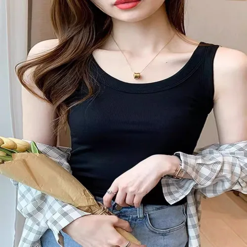 2025년 여름 신상 여성용 민소매 스포츠 상의, 다용도 미백 디자인으로 이너웨어 또는 아우터웨어로 활용 가능한 캐주얼하고 다재다능한 피트니스 베이스 레이어 탱크탑
