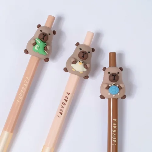 star starred 귀여운 카피바라 캐릭터 중성 젤펜 0.5mm, 1세트, 3종 6개입