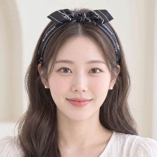 (국내제작) 로맨틱모모 예쁜블랙 리본머리띠 귀안아픈머리띠 레터링 헤어밴드 터번 여성머리띠