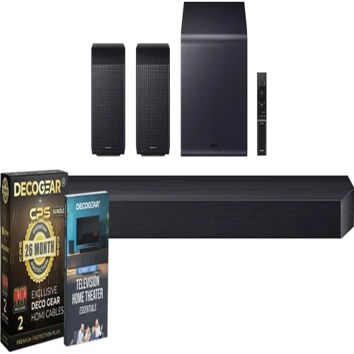 Samsung 삼성 Q 시리즈 사운드바 HW-Q990F 1114 채널 서브우퍼 + 리어 스피커 2025 Q-심포니 번들 Deco Gear CPS 독점 26개월 보호 패키지 BE