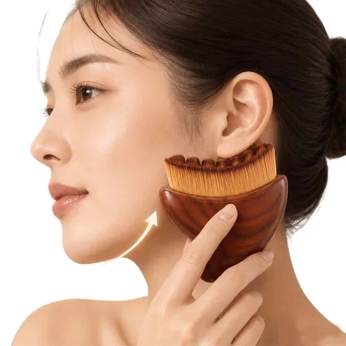 루베이 3in1 페이스 마사지 브러쉬 긴장 완화 깊은 텐션 완화 윤곽 리프팅 케어/선물/일상, 갈색, 2개
