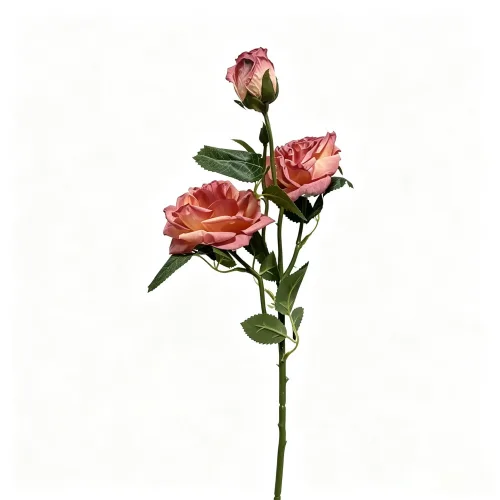 인공장미 한줄기 3송이 조화 54cm 장식꽃 꽃꽂이 소품 실내외 인테리어 장기사용 설치 불필요, 3개, 딥핑크