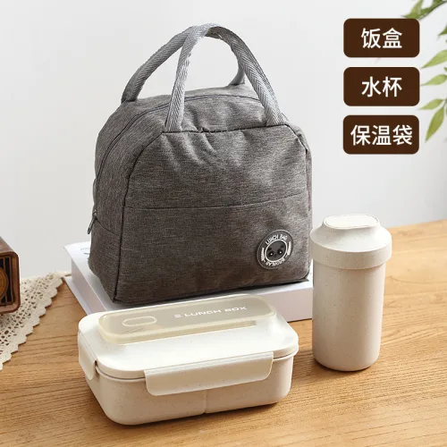 일본식 사각형 디자인의 밀짚 소재 밀폐 도시락통, 단층 도시락, 가벼운 무게, 성인 및 학생용, 사무실용, 칸막이형 식기
