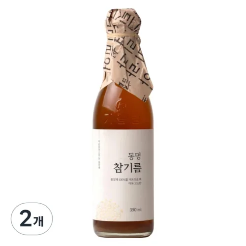 동명 저온 압착 고소한 통참깨100% 방앗간 참기름, 2개, 350ml
