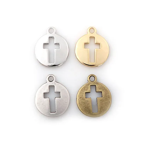 싼비즈 [7068-05]종교펜던트 메탈 공간십자가 13x16mm 묵주팔찌용 ,1개