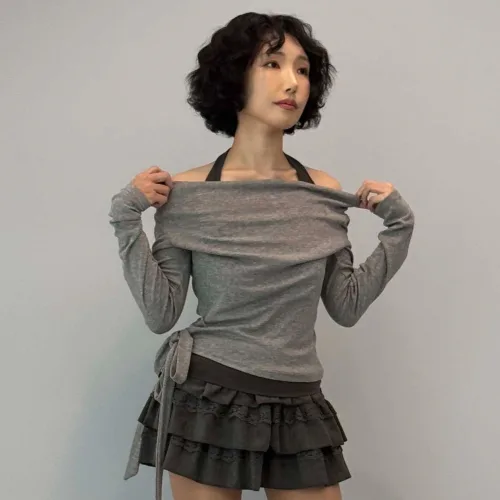 홀터 레이어드 티셔츠