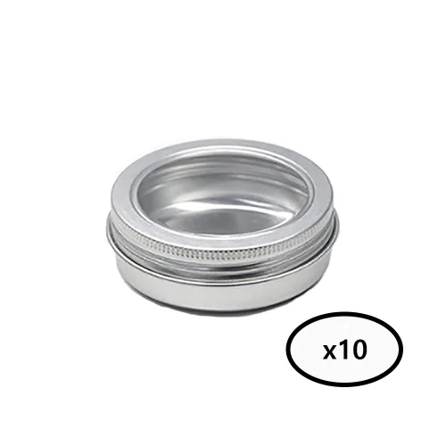 모든유통 60ml 알루미늄 원형 틴케이스 다용도용기 (일반,투명뚜껑) 10개묶음, 1개, 투명