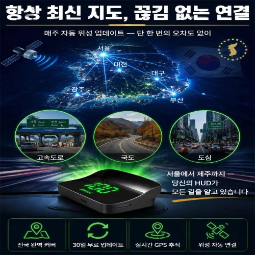 [전차종 호환] 차량용 hud 해드업 디스플레이2026 차량용 헤드업 디스플레이 자동차 속도계, 녹색광, 1개