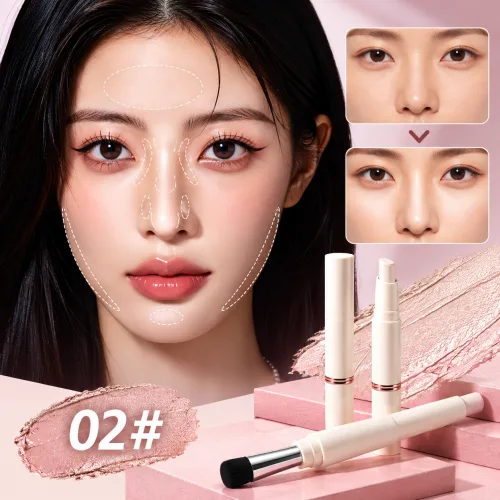 Skyciky 듀얼 쉐딩 스틱 브러쉬 일체형 크림 컨투어링 코 얼굴 윤곽 메이크업