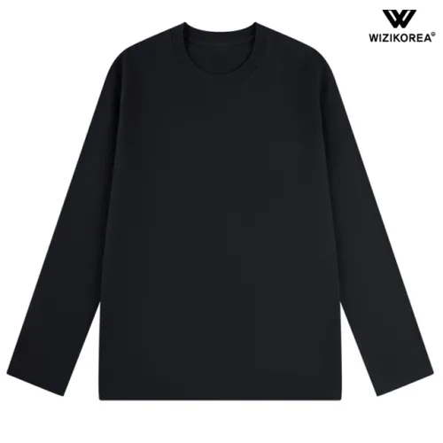 남성 100% 면 무지 긴팔 티셔츠 라운드 코튼 루즈핏 롱슬리브 빅사이즈 WI088T