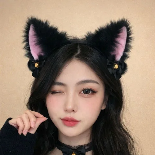 78가지 인싸머리띠 놀이공원 이벤트 사진관납품 토끼머리띠 헤어밴드, 16 블랙냥, 1개
