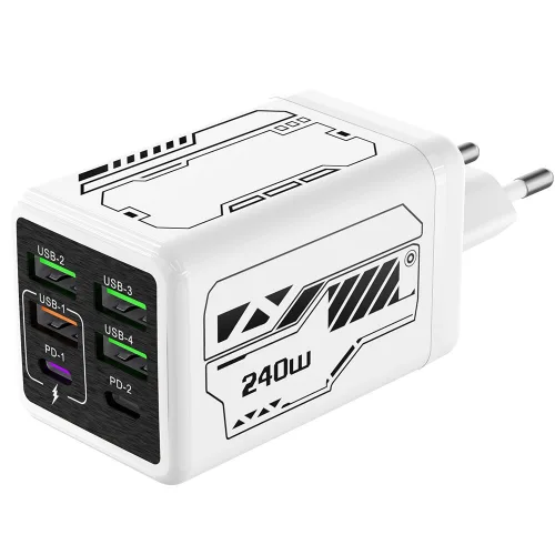 240W 6포트 4USB+2PD 충전 초고속 가정용 충전기 CDT102, 1개, 흰색(충전기102)