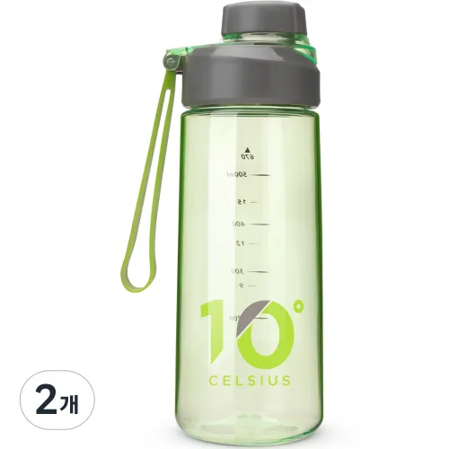 10도씨 트라이탄 스트랩 워터보틀, 그린스트랩, 670ml, 2개