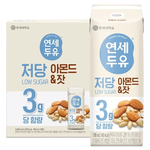 연세두유 저당 아몬드 잣 두유, 190ml, 16개