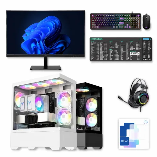포유컴퓨터 게이밍 컴퓨터 풀세트 조립 PC 윈도우 모니터포함 본체 데스크탑, PC32, 1TB, 윈도우 11 홈, R5-7500F, 32GB, 지포스 RTX 5070