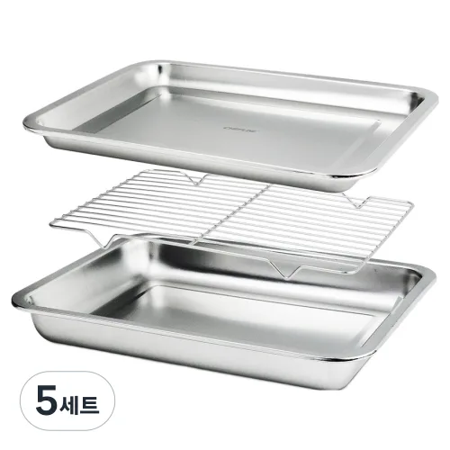 셰프라인 연마제 걱정없는 셰프라인 스텐 트레이 세트, 셰프라인 스텐 트레이세트 4호 바트, 5세트