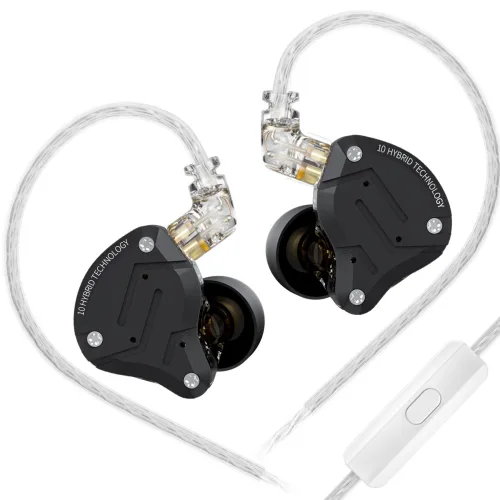 Keephifi KZ ZS10 PRO 10대 하이브리드 기술 유선 인이어 이어폰 IEM, 올 블랙