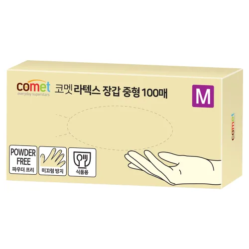 코멧 라텍스장갑 100매입, 화이트, 중(M), 1개