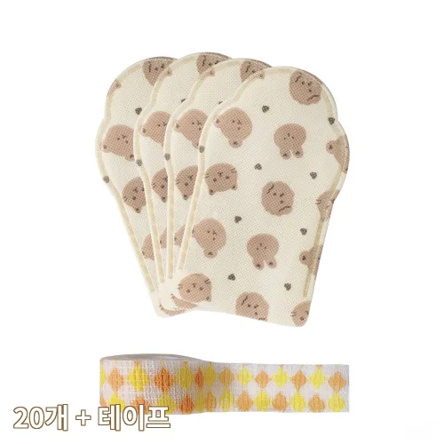 휘모 강아지 고양이 겸용 일회용 통기성 신발 20개 + 테이프, 1세트, 귀여운 노란색