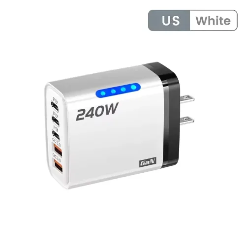 호환 5in 1 GaN USB C 데스크탑 충전기 240W 고속 휴대폰 어댑터 타입 케이블 (아이폰  삼성  샤오미 호환)