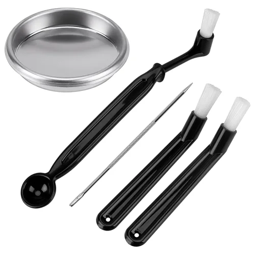 5Pcs 커피 기계 브러시 숟가락 커피 그라인더 브러시 커피 기계 그룹 헤드 청소 금속 블라인드 그릇
