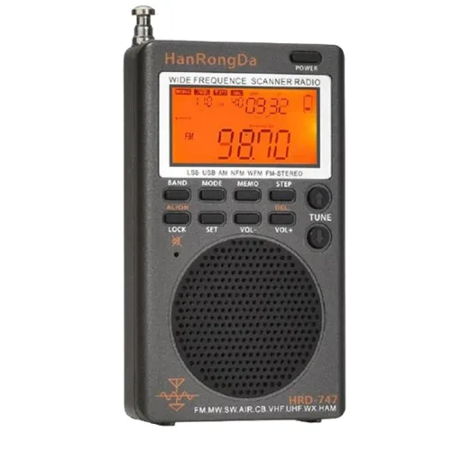 Hanrongda HRD-747 휴대용 멀티 랜드 라디오 FM/MW/SW/SSB/LSB/AIR/CB/VHF/UHF/UBD/WX 풀 대역 미니 스테레오 라디오 수신기
