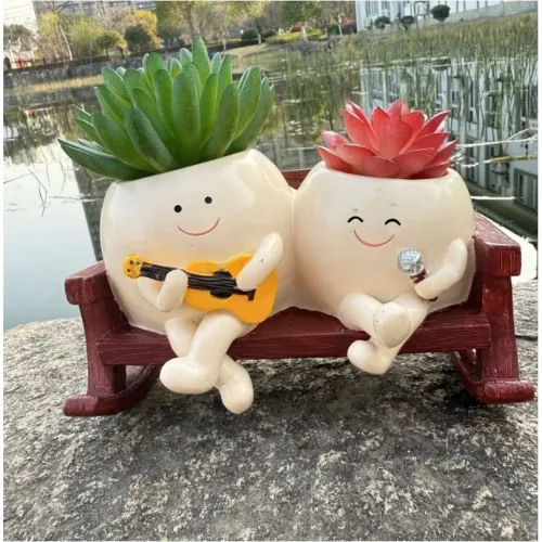 귀여운 인형 화분 캐릭터 화분 다육이 미니화분 인테리어 소품, 1개, 러브 송