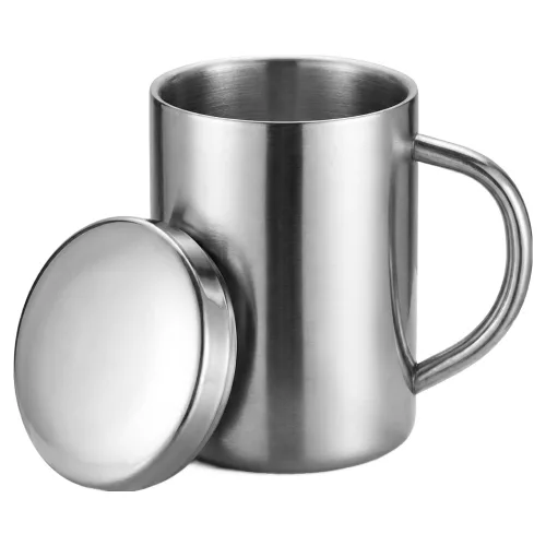 퍼시필러 위생적인 스테인리스 스틸 304 머그컵 400ml, 1개, 실버