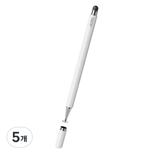 엑토 정전식 태블릿 갤럭시탭 아이패드 스타일러스 스마트 터치펜 PEN-09, 화이트, 5개