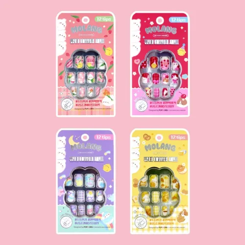 몰랑 큐티 네일팁세트 (12pcs) / 어린이네일팁 초등학생네일팁 어린이네일아트 초등네일아트 손에붙이는손톱 초등학생네일아트 손톱꾸미기