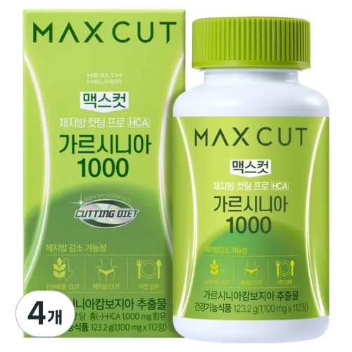 헬스헬퍼 맥스컷 체지방 컷팅 프로 HCA 가르시니아 1000 123.2g, 4개, 112정