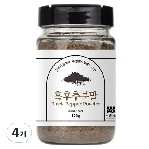 신선약초 고운입자 흑후추 분말 향신료, 120g, 4개