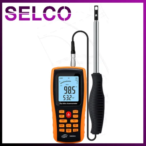 BENETECH 디지털 열선풍속계 GM-8903 열선식 풍속/풍량/온도 측정, 1개