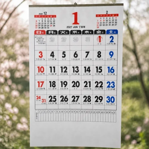 1+1 음력달력 달력 절기 벽걸이달력 대형 캘린더 2027년 2027달력 숫자판달력 레트로 1개 2027년달력 음력 27년, 2개, 화이트