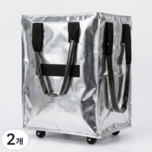 VYRA 다용도 방수 쇼핑카트 휴대용 장바구니 무소음 바퀴탈착 캐리어 40*30*50cm 60L, 실버(silver), 2개