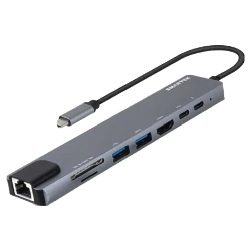 스마텍 C타입 8in1 멀티 허브 ST-AH800, 블랙, 1개