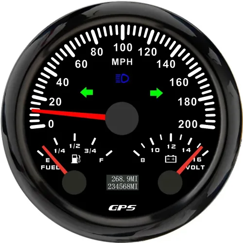 엘링 트럭 마린 85mm 3 in 1 다기능 120MPH 200km/h GPS 속도계 (연료량 전압계 7색 백라이트 포함)