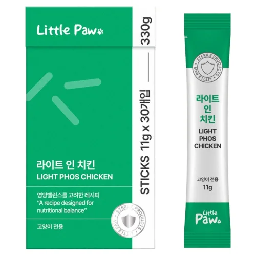 리틀포우 고양이 라이트 인 스틱 간식 30p, 330g, 1개, 치킨