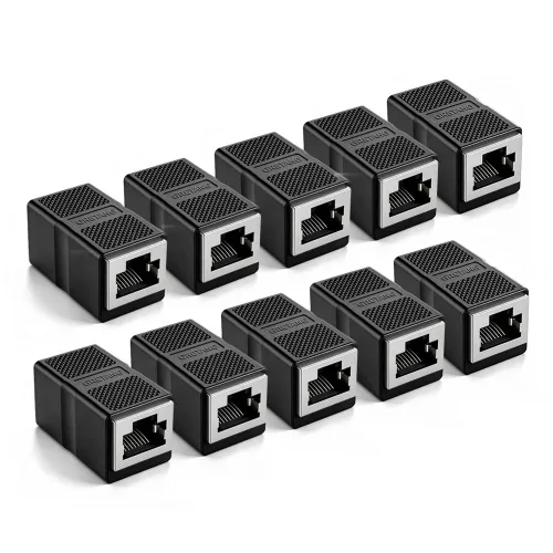 그레이트탕 CAT6A FTP 10Gbps RJ45 랜 연장 커플러 이더넷 랜선 연장 젠더, 35mm, 10개, CAT6A 검정색