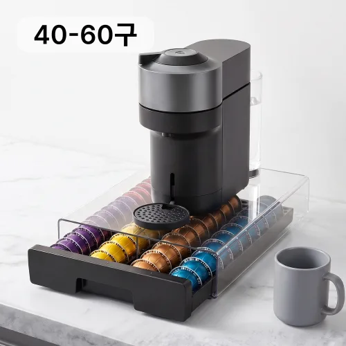 Vtopmart 커피캡슐 슬라이딩 서랍형 보관함 40구, 블랙, 1개