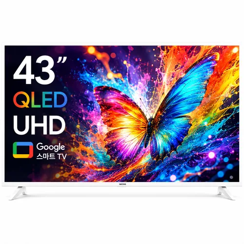 네오에스지 QLED 43인치 UHD TV 구글 5.0 스마트 티비 화이트에디션 에너지1등급, 109cm(43인치), QLED UHD WHITE, 스탠드 온리, 고객직접설치