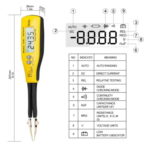 호환 HoldPeak HP-990C 디지털 SMD 테스터 커패시턴스 미터 저항 측정기 다이오드 배터리 박스 전원 공급