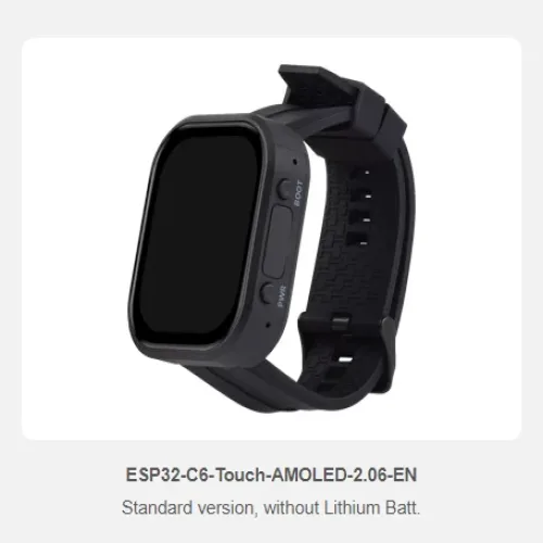 ESP32-C6 2.06인치 AMOLED 터치 워치 개발 보드, RISC-V 32비트 프로세서, WiFi 6 / 블루투스 5 / 지그비